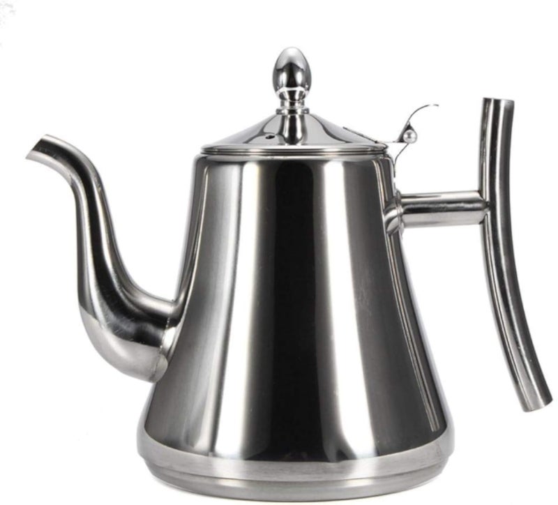 Moka Potï¼ŒHandled Stainless Steel Teapot Coffee Pot 1L/1.5L Infuser Filter Percolator French Press Drinkware Water Kettle With Strainerï¼Œ1500Ml